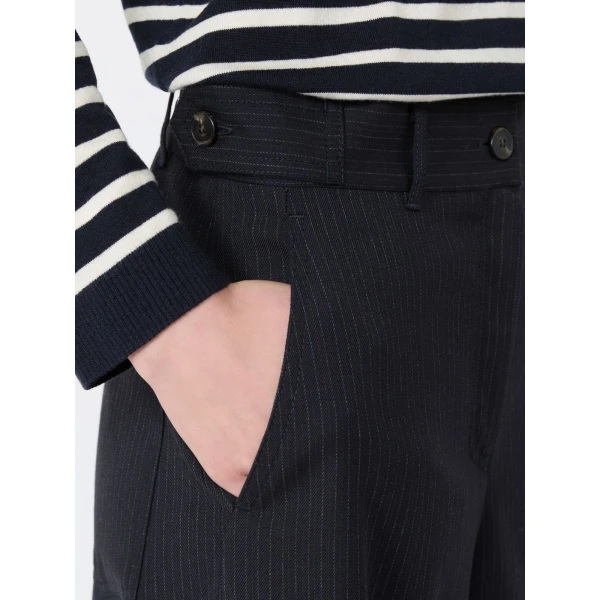 Max Mara Bravo Wool and Cotton Gabardine Trousers in Navy | Wide leg pants | Luxury Shoes 