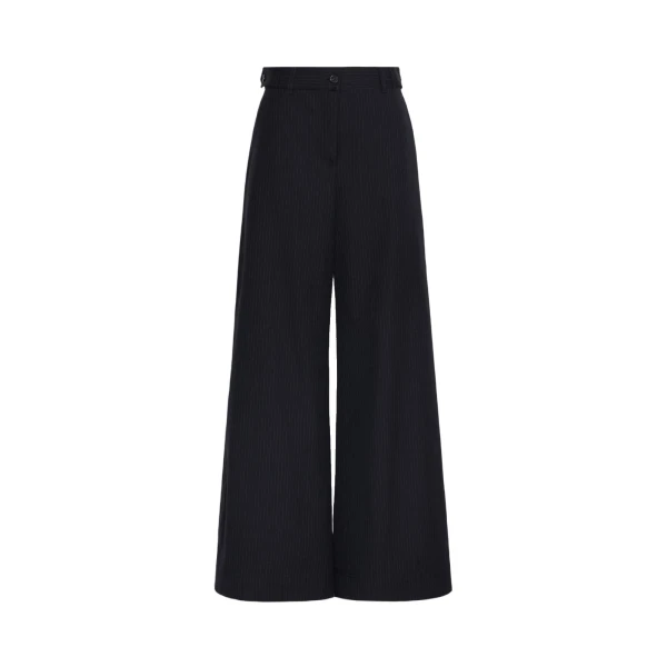 Max Mara Bravo Wool and Cotton Gabardine Trousers in Navy | Wide leg pants | Luxury Shoes 