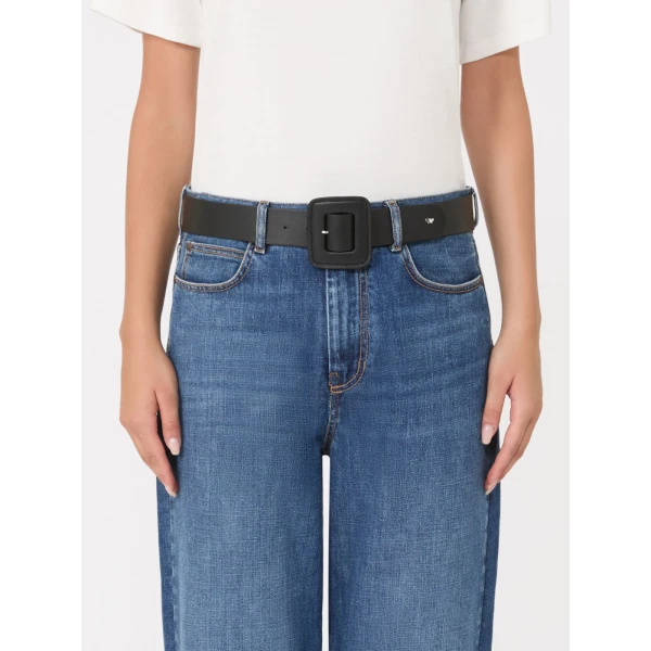 Max Mara Brio Shiny Nappa Leather Belt in Black | Belts | Luxury Shoes 
