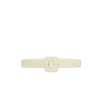 Max Mara Brio Shiny Nappa Leather Belt in Ivory | Belts | Luxury Shoes 