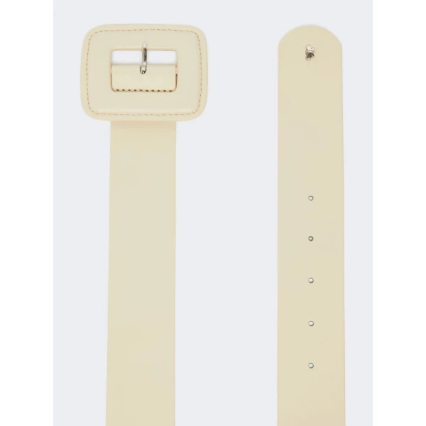 Max Mara Brio Shiny Nappa Leather Belt in Ivory | Belts | Luxury Shoes 