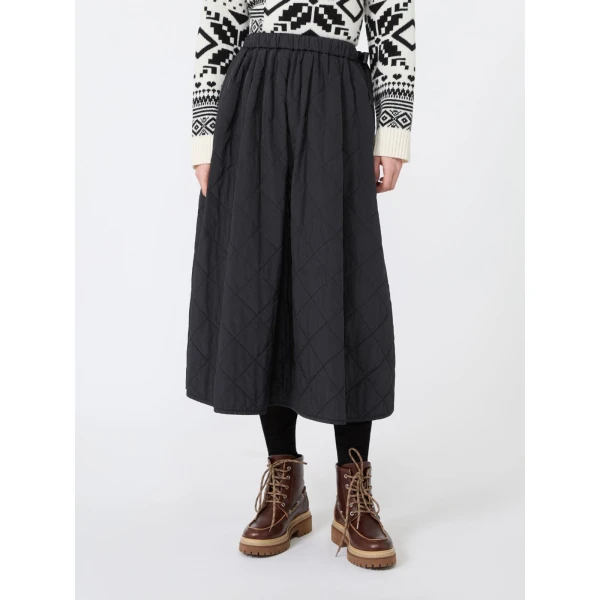 Max Mara Briose Diamond-Quilted Flared Skirt in Black | Midi Skirts | Luxury Shoes 