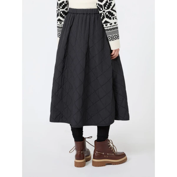 Max Mara Briose Diamond-Quilted Flared Skirt in Black | Midi Skirts | Luxury Shoes 