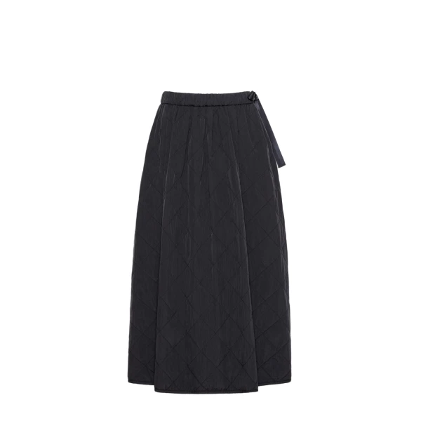 Briose Diamond-Quilted Flared Skirt in Black