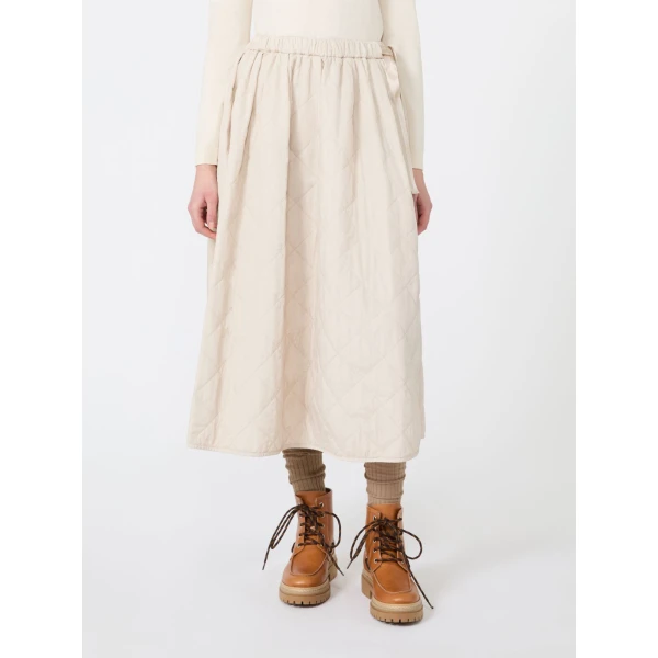 Max Mara Briose Diamond-Quilted Flared Skirt in Ivory | Midi Skirts | Luxury Shoes 
