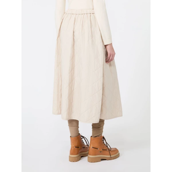 Max Mara Briose Diamond-Quilted Flared Skirt in Ivory | Midi Skirts | Luxury Shoes 