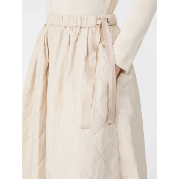 Max Mara Briose Diamond-Quilted Flared Skirt in Ivory | Midi Skirts | Luxury Shoes 