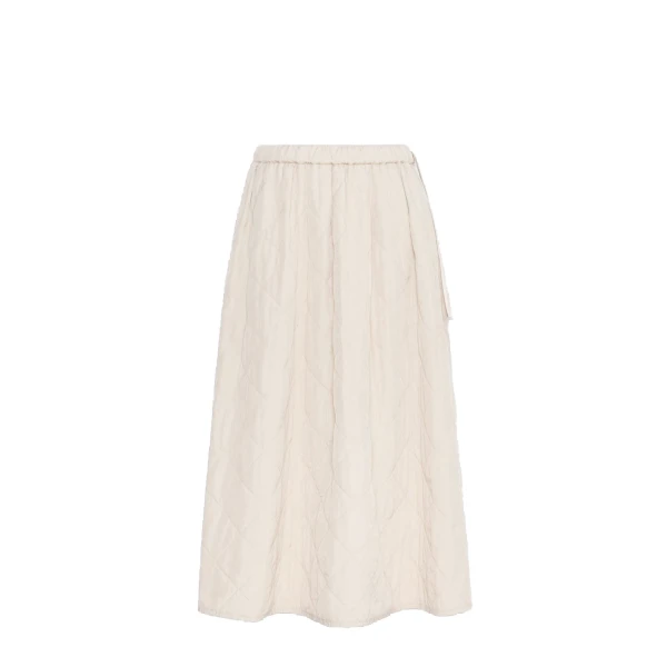 Max Mara Briose Diamond-Quilted Flared Skirt in Ivory | Midi Skirts | Luxury Shoes 