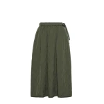 Max Mara Briose Diamond-Quilted Flared Skirt in Khaki | Midi Skirts | Luxury Shoes 
