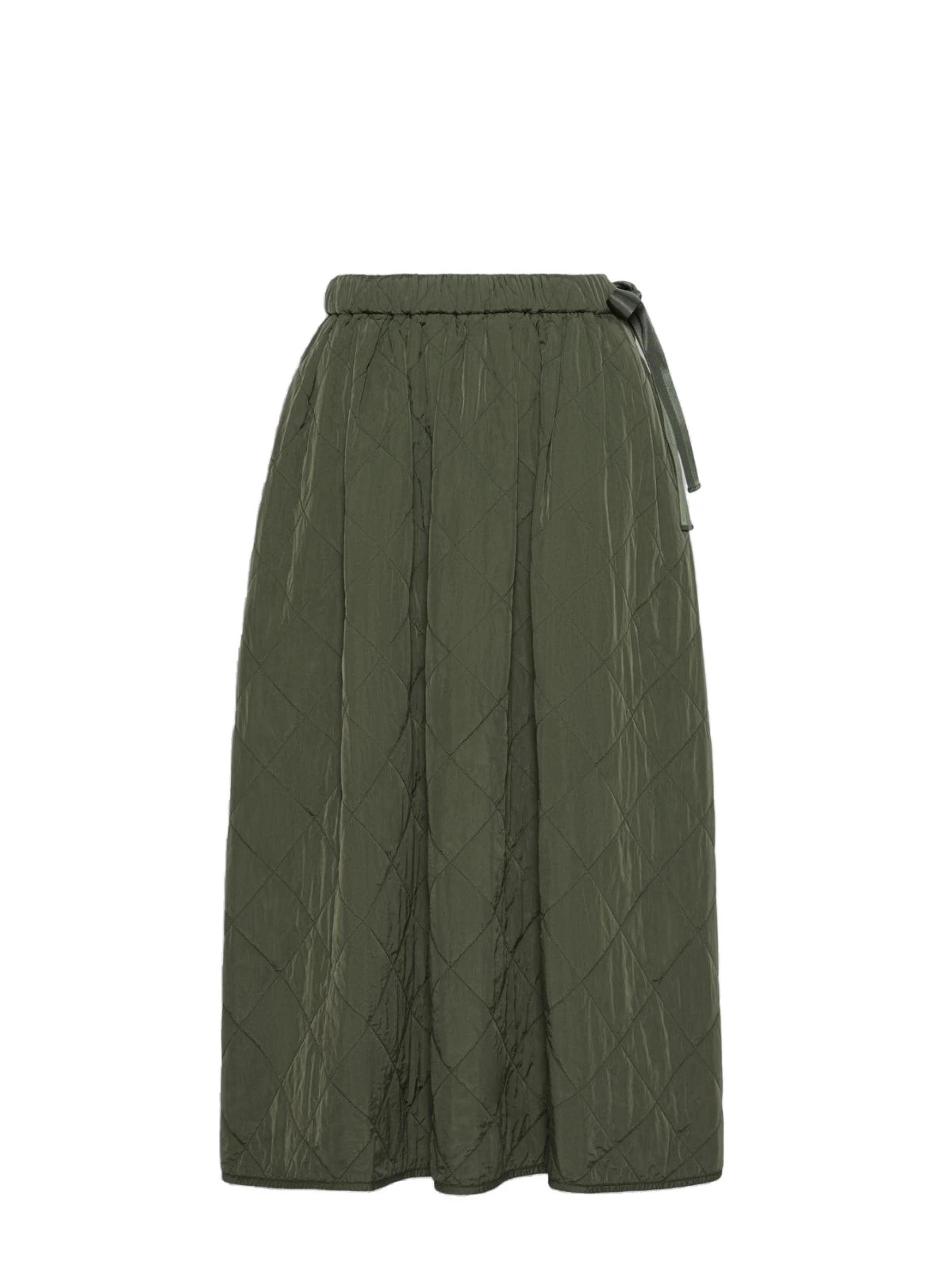 Max Mara Briose Diamond-Quilted Flared Skirt in Khaki Max Mara Briose Diamond-Quilted Flared Skirt in Khaki | Midi Skirts | Luxury Shoes