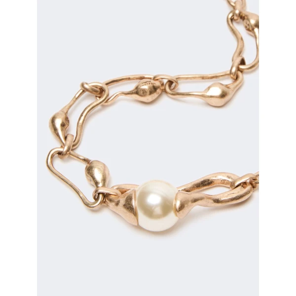 Max Mara Bronte Bead and Chain Necklace in Gold | Necklace | Luxury Shoes 