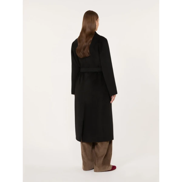 Max Mara Bronte Long Wool and Alpaca Teddy Coat in Black | Wool Coat | Luxury Shoes 