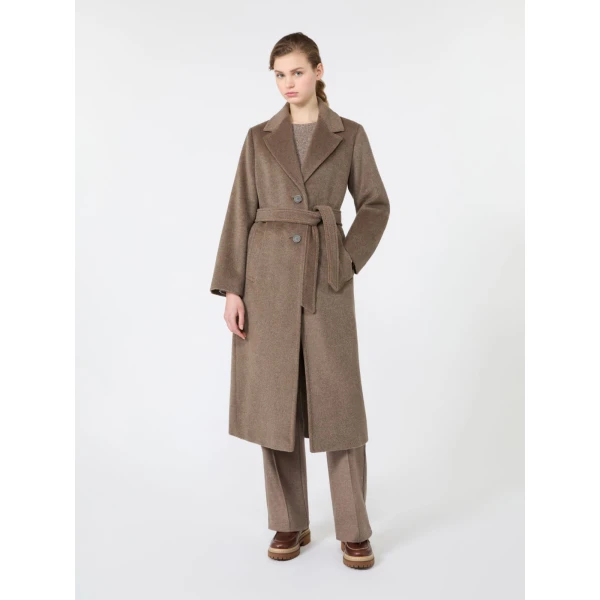 Max Mara Bronte Long Wool and Alpaca Teddy Coat in Marron Glace | Wool Coat | Luxury Shoes 