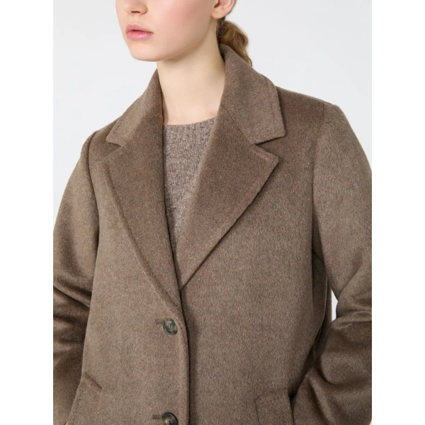 Max Mara Bronte Long Wool and Alpaca Teddy Coat in Marron Glace | Wool Coat | Luxury Shoes 