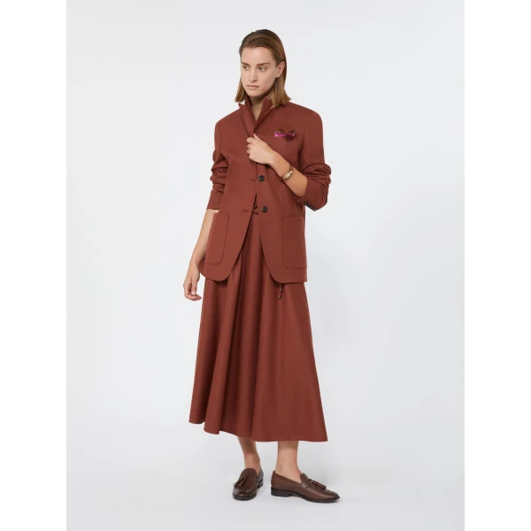 Max Mara Bronte Single-Breasted Cashmere Foule Blazer in Brick Red | Blazers | Luxury Shoes 