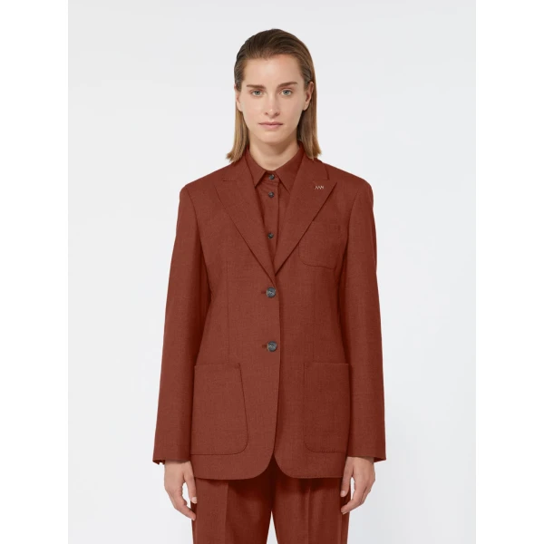Max Mara Bronte Single-Breasted Cashmere Foule Blazer in Brick Red | Blazers | Luxury Shoes 