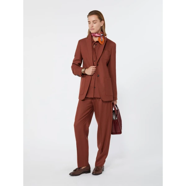 Max Mara Bronte Single-Breasted Cashmere Foule Blazer in Brick Red | Blazers | Luxury Shoes 