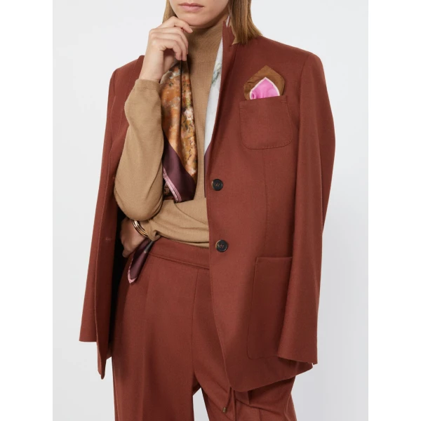 Max Mara Bronte Single-Breasted Cashmere Foule Blazer in Brick Red | Blazers | Luxury Shoes 