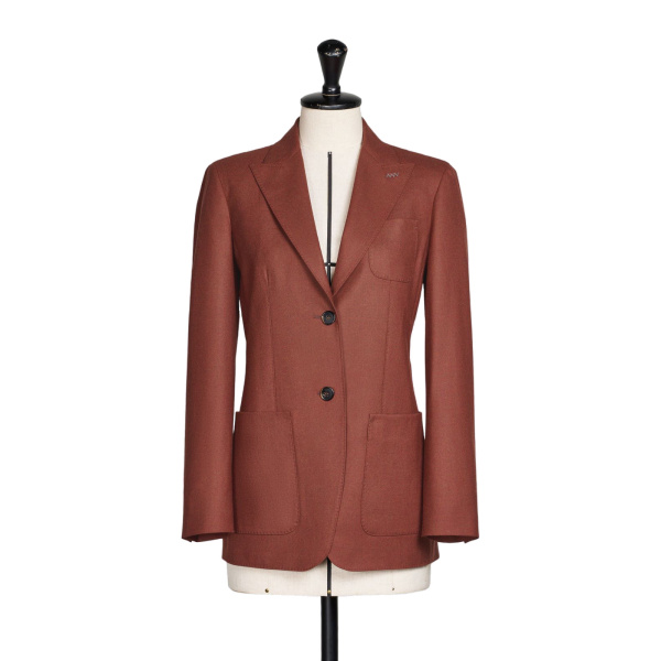 Max Mara Bronte Single-Breasted Cashmere Foule Blazer in Brick Red | Blazers | Luxury Shoes 