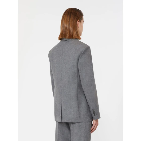 Max Mara Bronte Single-Breasted Cashmere Foule Blazer in Medium Grey | Blazers | Luxury Shoes 