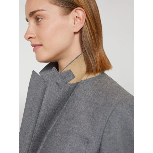 Max Mara Bronte Single-Breasted Cashmere Foule Blazer in Medium Grey | Blazers | Luxury Shoes 