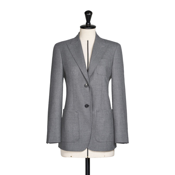 Max Mara Bronte Single-Breasted Cashmere Foule Blazer in Medium Grey | Blazers | Luxury Shoes 