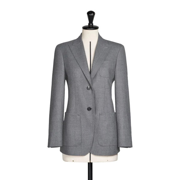Max Mara Bronte Single-Breasted Cashmere Foule Blazer in Medium Grey | Blazers | Luxury Shoes 