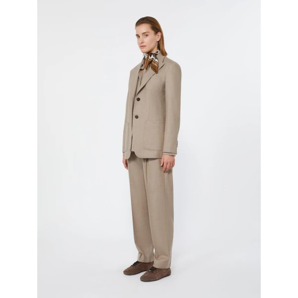 Max Mara Bronte Single-Breasted Cashmere Foule Blazer in Turtledove | Blazers | Luxury Shoes 