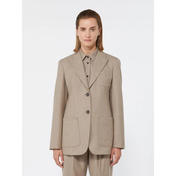 Max Mara Bronte Single-Breasted Cashmere Foule Blazer in Turtledove | Blazers | Luxury Shoes 