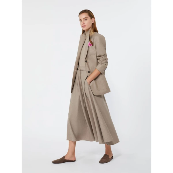 Max Mara Bronte Single-Breasted Cashmere Foule Blazer in Turtledove | Blazers | Luxury Shoes 