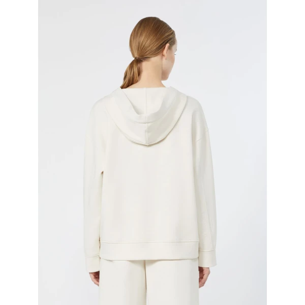Max Mara Buona Technical Jersey Hooded Sweatshirt in Natural | Sweaters | Luxury Shoes 
