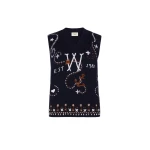 Max Mara Cacao Embroidered Wool Gilet in Ultramarine | Sweaters | Luxury Shoes 