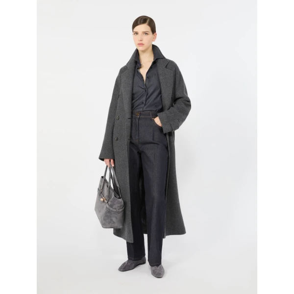 Max Mara Cadmio Oversized Cashmere Jersey Coat in Dark Grey | Coats | Luxury Shoes 