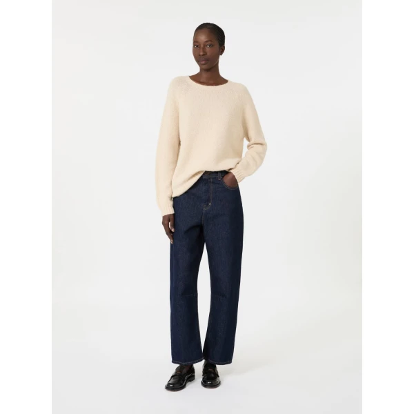 Max Mara Caduca Barrel Leg Jeans in Navy | Denim | Luxury Shoes 