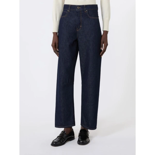 Max Mara Caduca Barrel Leg Jeans in Navy | Denim | Luxury Shoes 