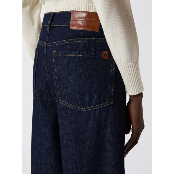 Max Mara Caduca Barrel Leg Jeans in Navy | Denim | Luxury Shoes 