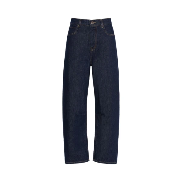 Max Mara Caduca Barrel Leg Jeans in Navy | Denim | Luxury Shoes 