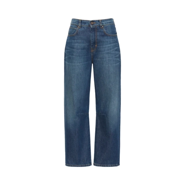 Max Mara Caduca Barrel Leg Jeans in Navy Style 2 | Denim | Luxury Shoes 