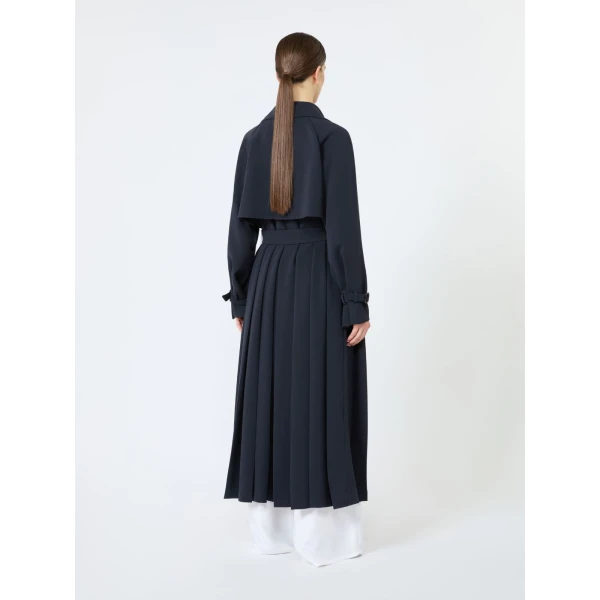 Max Mara Calata Double-Breasted Compact Cady Trench Coat in Midnight Blue | Trench Coat | Luxury Shoes 