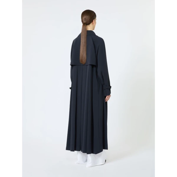 Max Mara Calata Double-Breasted Compact Cady Trench Coat in Midnight Blue | Trench Coat | Luxury Shoes 