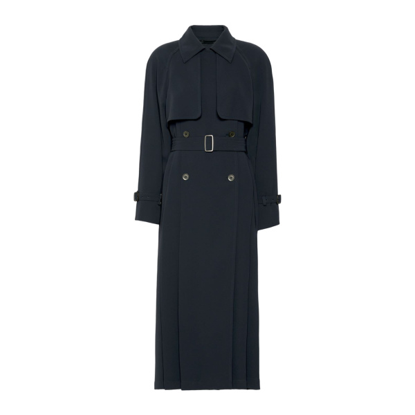 Max Mara Calata Double-Breasted Compact Cady Trench Coat in Midnight Blue | Trench Coat | Luxury Shoes 