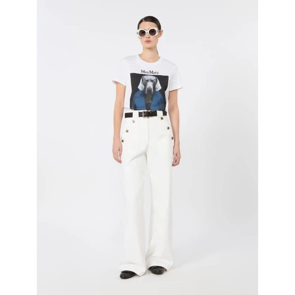 Max Mara Calca William Wegman Print T-Shirt in White | T-shirts | Luxury Shoes 