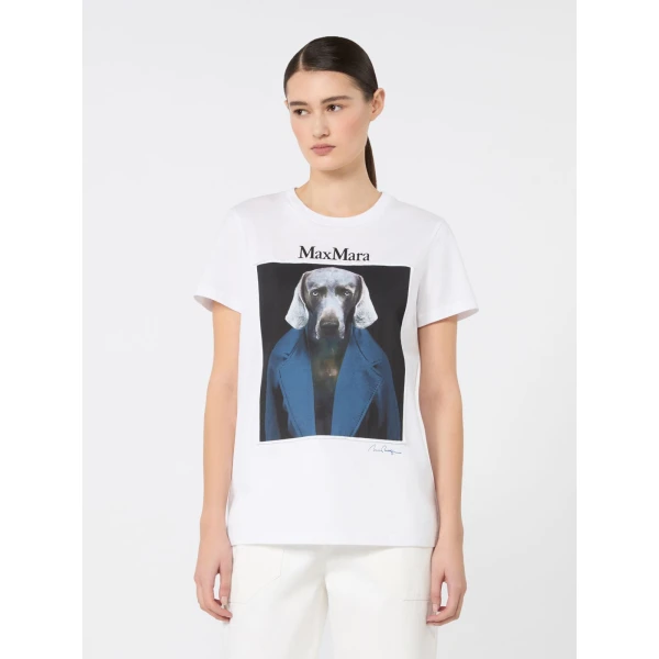 Max Mara Calca William Wegman Print T-Shirt in White | T-shirts | Luxury Shoes 
