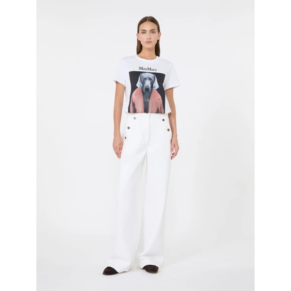 Max Mara Calca William Wegman Print T-Shirt in White Style 3 | T-shirts | Luxury Shoes 