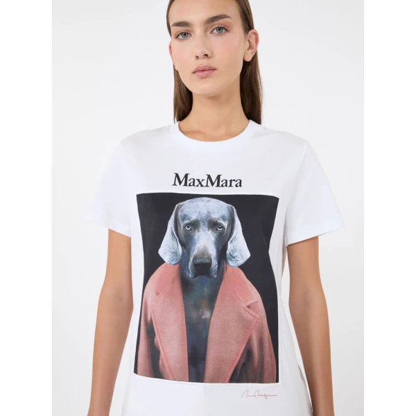 Max Mara Calca William Wegman Print T-Shirt in White Style 3 | T-shirts | Luxury Shoes 