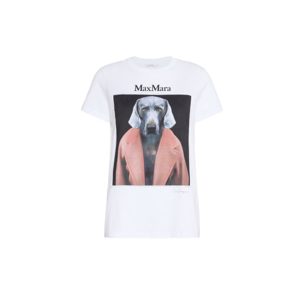 Max Mara Calca William Wegman Print T-Shirt in White Style 3 | T-shirts | Luxury Shoes 