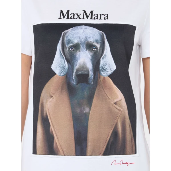 Max Mara Calca William Wegman Print T-Shirt in White Style 4 | T-shirts | Luxury Shoes 