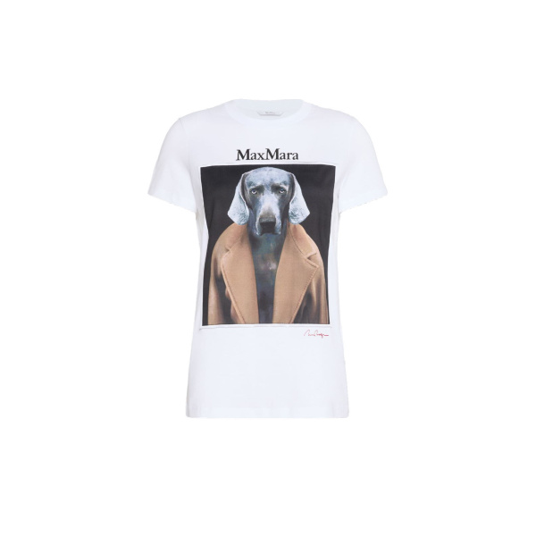 Max Mara Calca William Wegman Print T-Shirt in White Style 4 | T-shirts | Luxury Shoes 