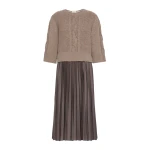 Max Mara Calco Jersey Dress with Wool Cable Jumper in Hazelnut Brown | Midi Dresses | Luxury Shoes 