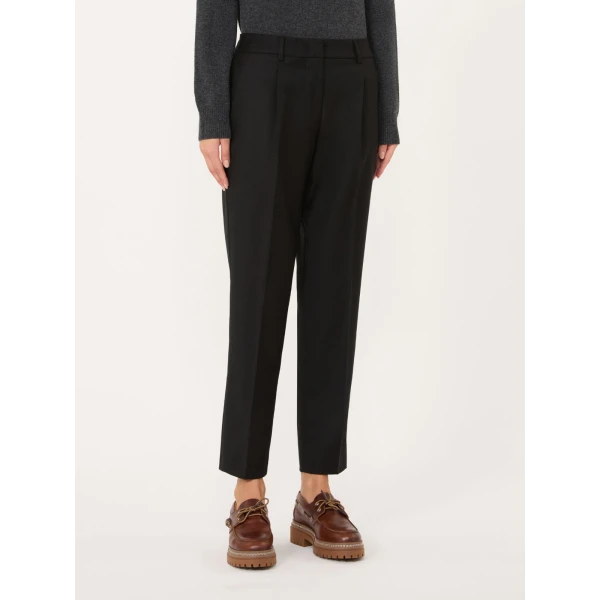 Max Mara Caldaia Stretch Flannel Cropped Trousers in Black | Tailored pants | Luxury Shoes 